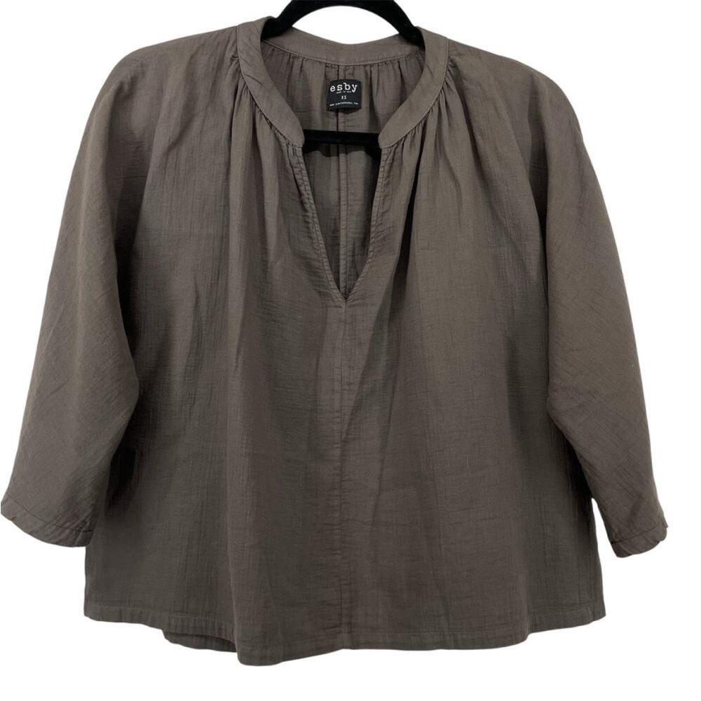 Esby Apparel Oversized X-Small Flowy Top Dolman Sleeve Brown Boxy Sustainable